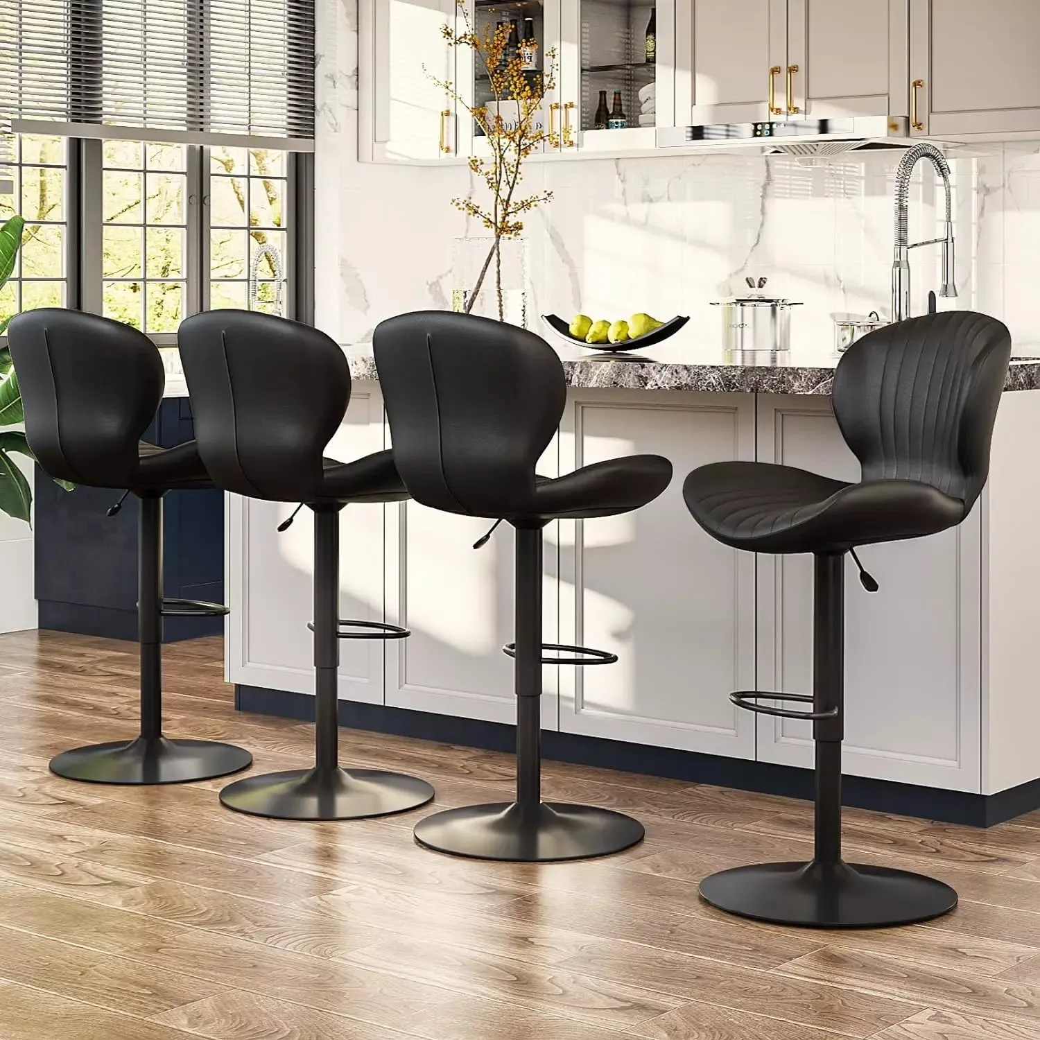 Waleaf Modern Adjustable Bar Stools,Leather Upholstered Swivel Counter Stools BAR06