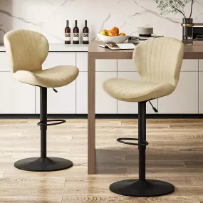 Waleaf Modern Adjustable Bar Stools,Leather Upholstered Swivel Counter Stools