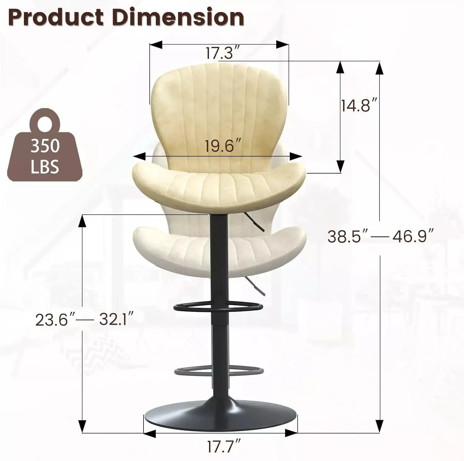 Waleaf Modern Adjustable Bar Stools,Leather Upholstered Swivel Counter Stools