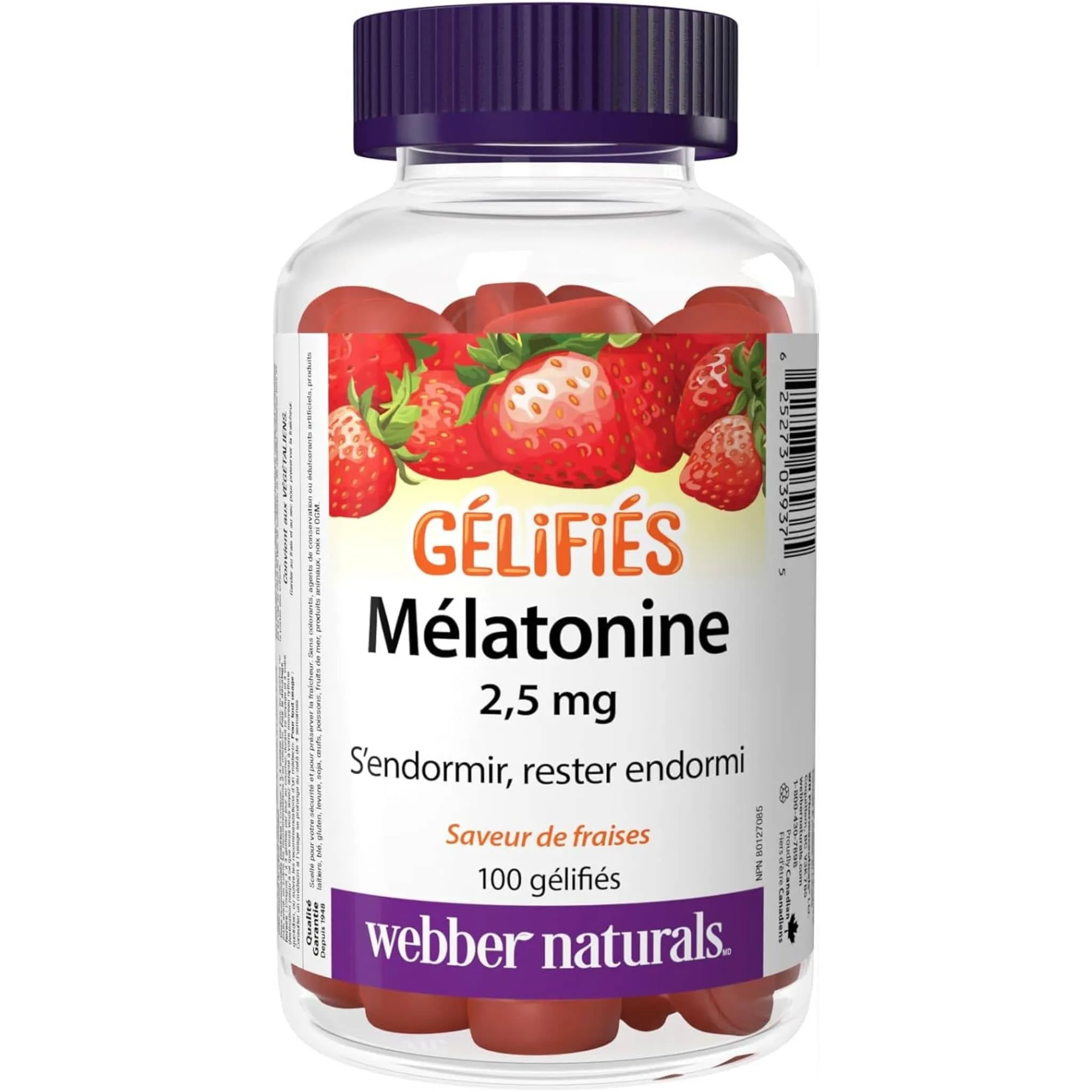 Webber Naturals Melatonin 2.5mg Gummies, Support for Sleep, 100 Gummies