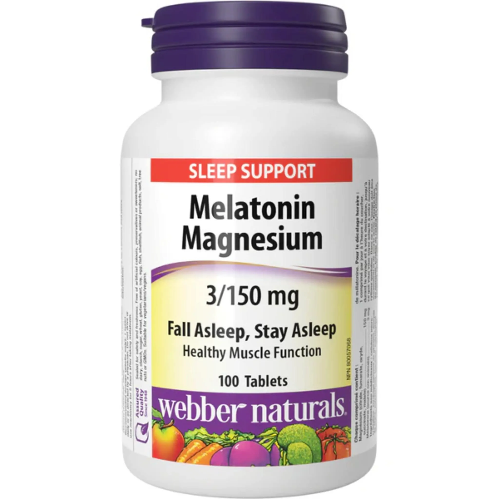 Webber Naturals Melatonin & Magnesium, 3mg/150mg, 100 Tablets