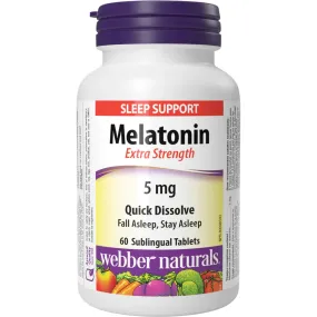 Webber Naturals Melatonin Extra Strength 5mg, Quick Dissolving Tablets, Peppermint