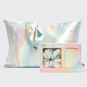 Well Rested Satin Pillowcase and Pillow Scrunchie Set - Aura