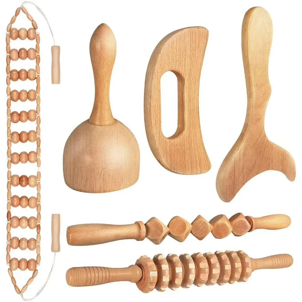 Wood Therapy Massage Tools Wooden Lymphatic Drainage Massager Maderoterapia Kit for Anticellulite, Body Contouring, Muscle Relax