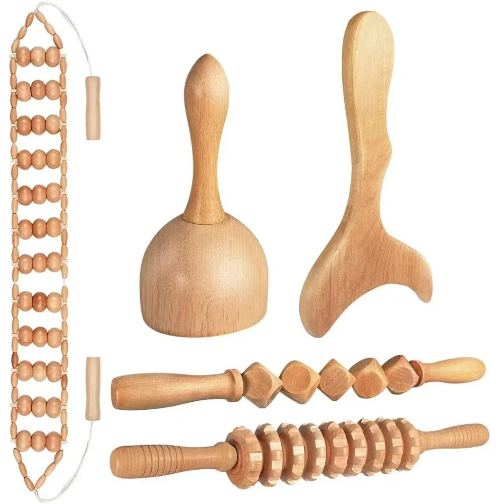 Wood Therapy Massage Tools Wooden Lymphatic Drainage Massager Maderoterapia Kit for Anticellulite, Body Contouring, Muscle Relax
