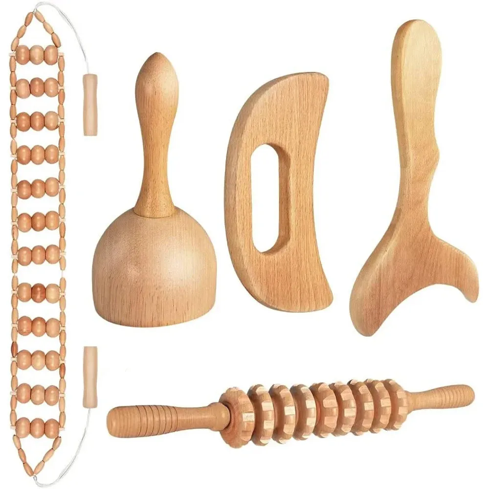 Wood Therapy Massage Tools Wooden Lymphatic Drainage Massager Maderoterapia Kit for Anticellulite, Body Contouring, Muscle Relax