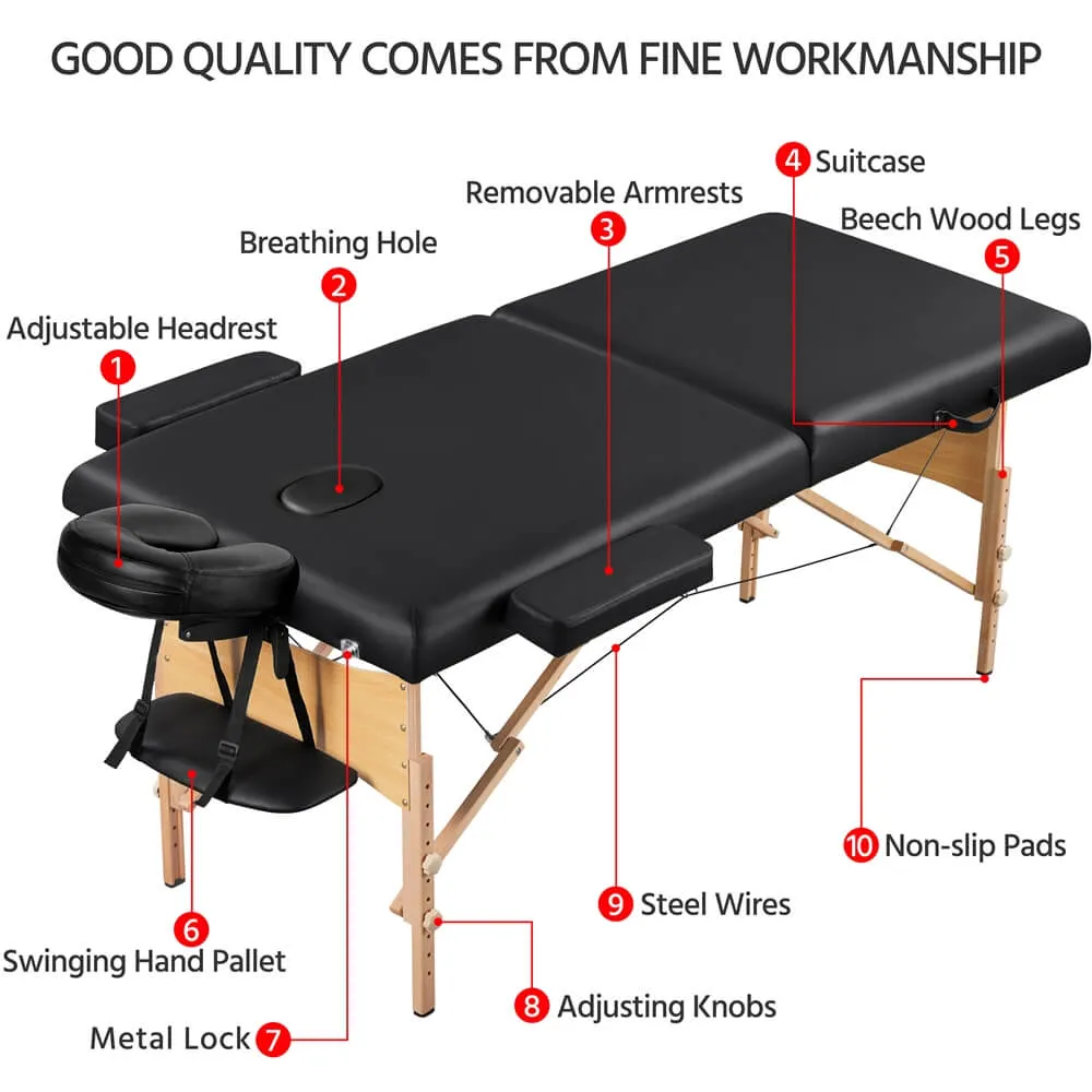 Yaheetech 2 Sectional Folding Massage Table